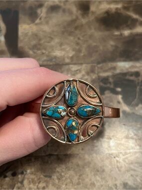 Turquoise Copper Cuff Bracelet Southwestern Style